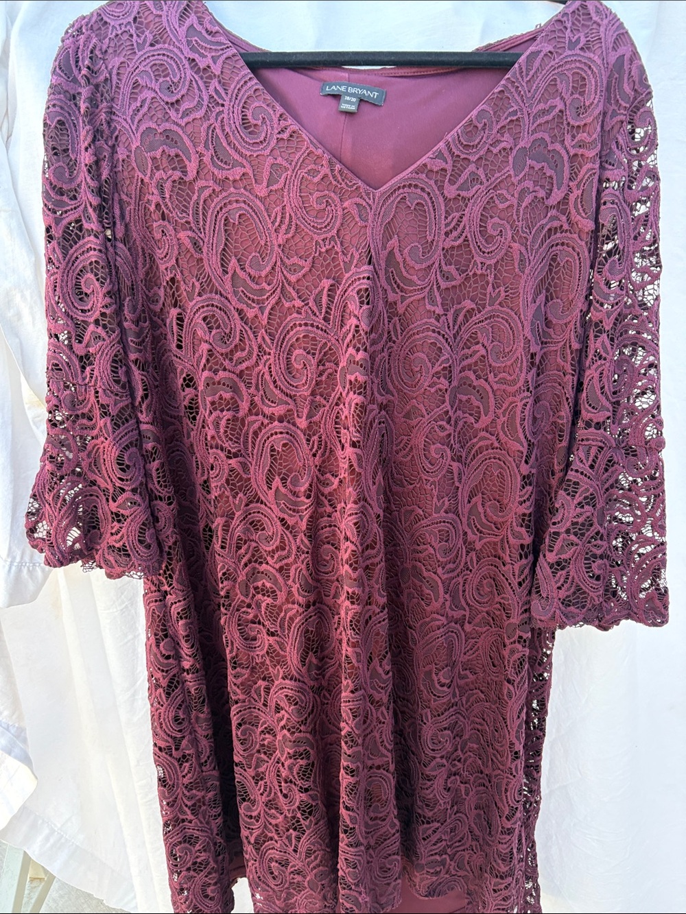 Lane Bryant Wine Lace V-Neck Tunic Top